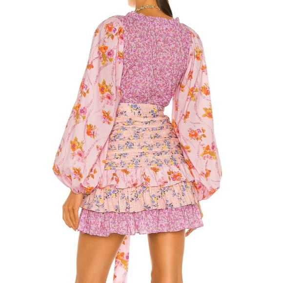 Pink Floral Ruffle Mini Dress - Picture 2 of 5